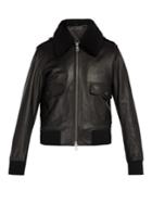 Ami Shearling-collar Leather Bomber Jacket