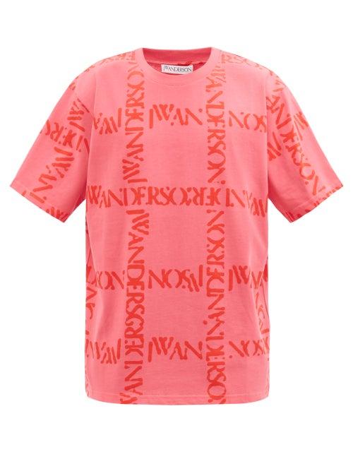 Jw Anderson - Logo-print Cotton-jersey T-shirt - Mens - Pink