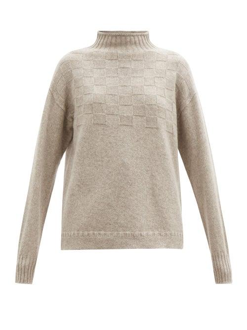Matchesfashion.com Connolly - High-neck Basketweave Merino-wool Blend Sweater - Womens - Light Brown