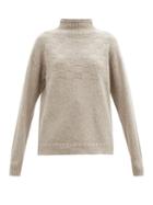 Matchesfashion.com Connolly - High-neck Basketweave Merino-wool Blend Sweater - Womens - Light Brown