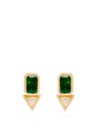 Azlee 18kt Gold, Emerald & Diamond Studs