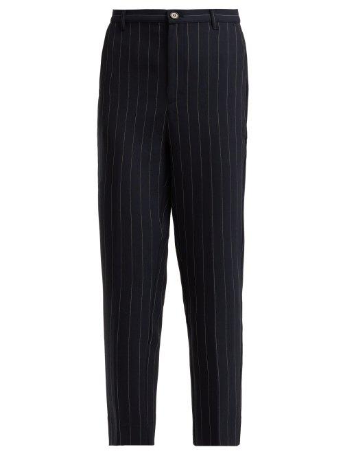 Matchesfashion.com Ganni - Hewitt Pinstripe Cropped Trousers - Womens - Navy