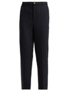 Matchesfashion.com Ganni - Hewitt Pinstripe Cropped Trousers - Womens - Navy