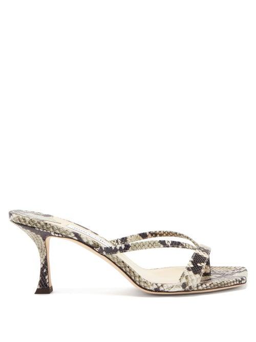 Matchesfashion.com Jimmy Choo - Maelie 70 Python-effect Leather Sandals - Womens - Python