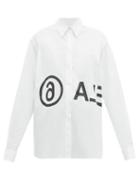 Matchesfashion.com Mm6 Maison Margiela - Logo Print Cotton Poplin Shirt - Womens - White