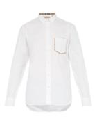 Matchesfashion.com Burberry - Check Trim Cotton Oxford Shirt - Mens - White