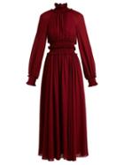 Matchesfashion.com Giambattista Valli - High Ruffle Neck Dress - Womens - Burgundy