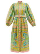 Zimmermann - Estelle Paisley-print Linen-voile Midi Dress - Womens - Multi