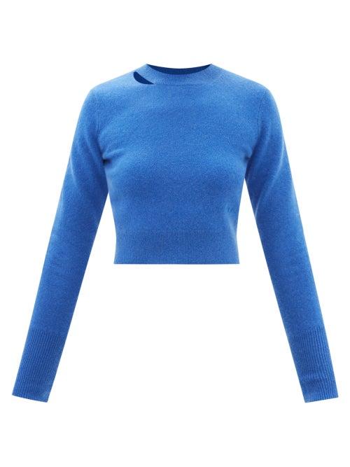 Frame - Cutout Cashmere Sweater - Womens - Blue
