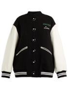 Miu Miu Leather-sleeve Wool Baseball Jacket