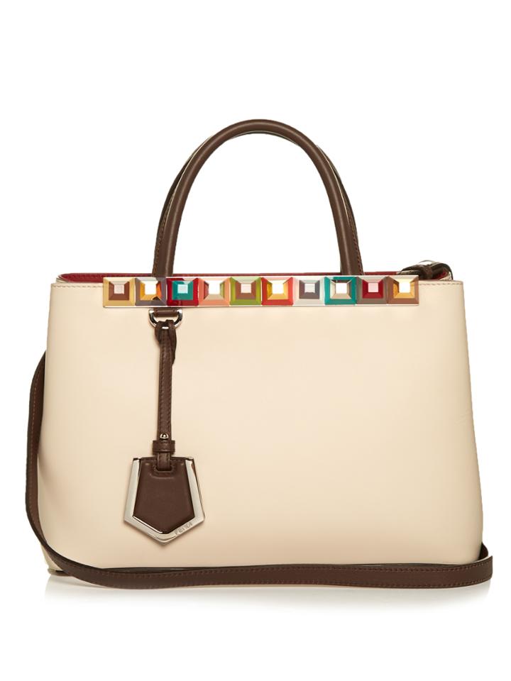 Fendi 2jours Embellished Leather Tote