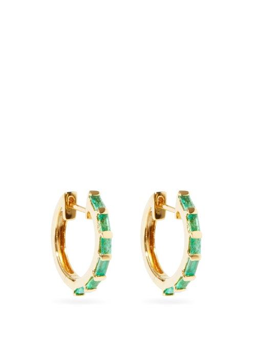 Shay - Emerald & 18kt Gold Hoop Earrings - Womens - Green Gold