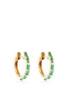 Shay - Emerald & 18kt Gold Hoop Earrings - Womens - Green Gold