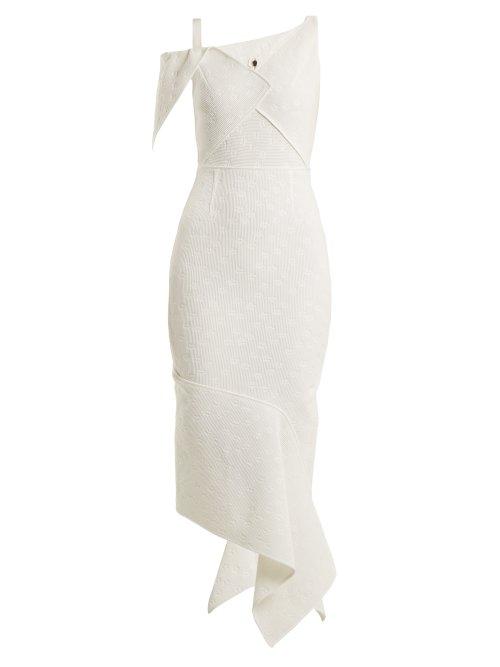 Matchesfashion.com Roland Mouret - Rotsea Floral Waffle Knit Dress - Womens - White