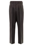 Matchesfashion.com Maison Kitsun - Double Pleated Wool Trousers - Mens - Grey