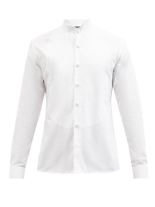 Balmain - Wing-collar Cotton-oxford Tuxedo Shirt - Mens - White