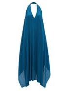Matchesfashion.com Pleats Please Issey Miyake - Echo Halterneck Technical-pleated Dress - Womens - Blue