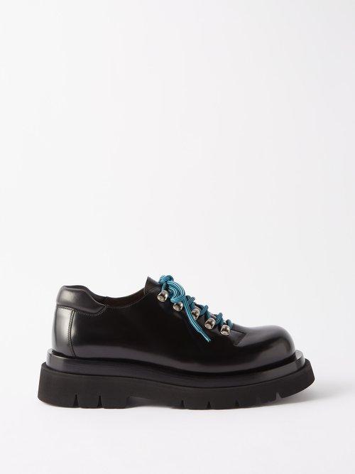 Bottega Veneta - Lug-sole Leather Lace-up Shoes - Mens - Black