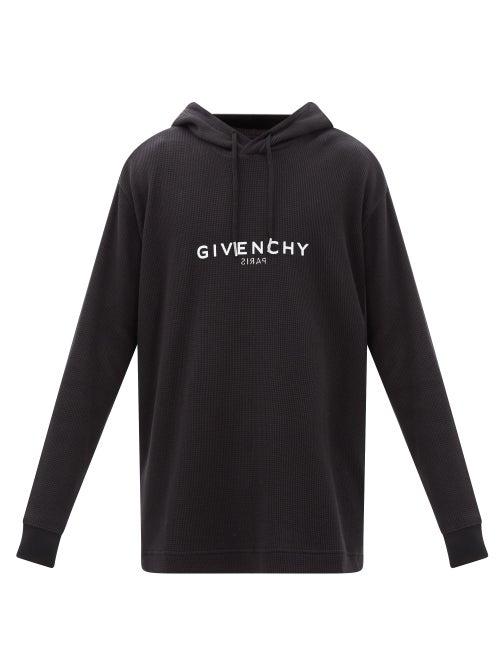 Givenchy - Logo-print Waffle-knit Hooded Cotton Sweater - Mens - Black