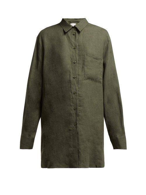 Matchesfashion.com Asceno - Linen Boyfriend Shirt - Womens - Khaki