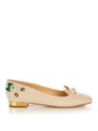 Charlotte Olympia Kitty Linen Flats