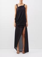 Jw Anderson - Asymmetric Draped Cotton-blend Gown - Womens - Black