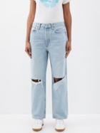 Re/done - 1990s Low-rise Distressed Straight-leg Jeans - Womens - Light Indigo