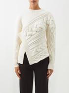 Alexander Mcqueen - Asymmetric Cable-knit Wool Sweater - Womens - Ivory