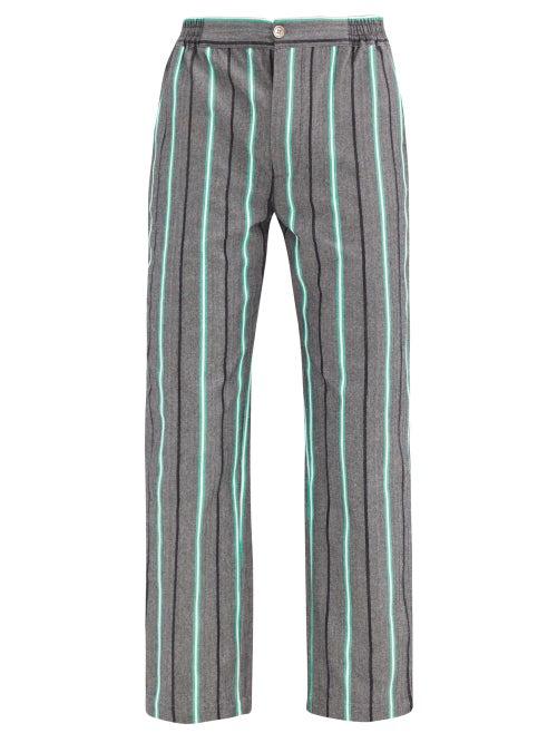 Matchesfashion.com P. Le Moult - Striped Cotton Pyjama Trousers - Mens - Black Multi