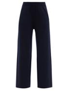 Allude - High-rise Wool-blend Knitted Trousers - Womens - Navy