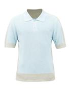 Matchesfashion.com Jacquemus - Bi-colour Rib-knitted Polo Shirt - Mens - Light Blue