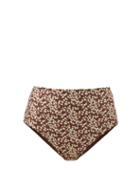 Matchesfashion.com Matteau - The High Waist Floral-print Bikini Briefs - Womens - Brown Print