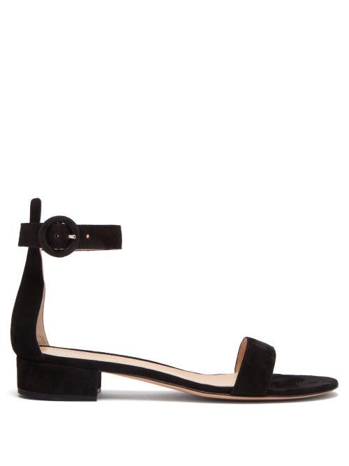 Matchesfashion.com Gianvito Rossi - Portofino 20 Block-heel Suede Sandals - Womens - Black