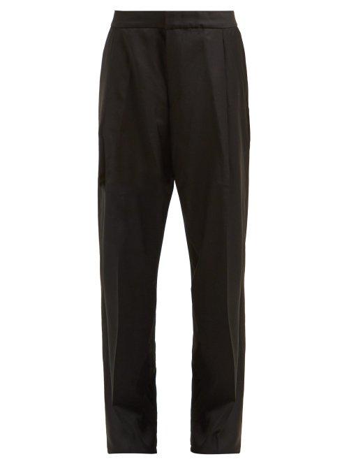 Matchesfashion.com Wales Bonner - Satin Panel Wool Twill Trousers - Womens - Black