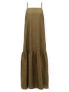 Matchesfashion.com Adriana Degreas - Square-neck Gathered Voile Maxi Dress - Womens - Green