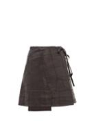 Matchesfashion.com Ganni - Patchwork Leather Wrap Skirt - Womens - Black