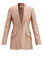 Matchesfashion.com Alexander Mcqueen - Silk-duchess Satin Single-breasted Jacket - Womens - Light Gold