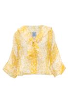 Matchesfashion.com Thierry Colson - Viola Chanderi Abstract-print Cotton-blend Blouse - Womens - Yellow
