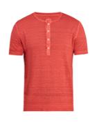 120 Lino Half Button Linen-jersey T-shirt