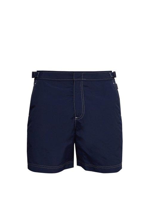 Matchesfashion.com Orlebar Brown - Bulldog X Side Stripe Swim Shorts - Mens - Dark Blue