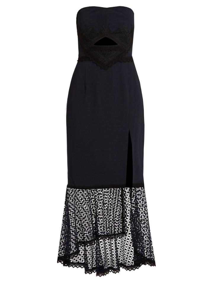 Jonathan Simkhai Lace-trimmed Fluted-hem Cady Dress