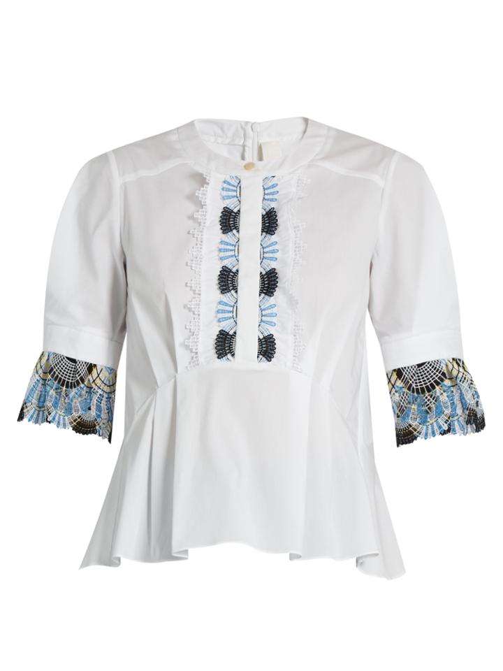 Peter Pilotto Macram-lace Trimmed Cotton Top