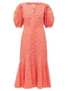 Matchesfashion.com Rebecca Taylor - Malia Floral Print Cotton Poplin Midi Dress - Womens - Red Multi