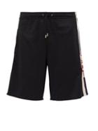 Matchesfashion.com Gucci - Logo Stripe And Push Stud Jersey Shorts - Mens - Black White