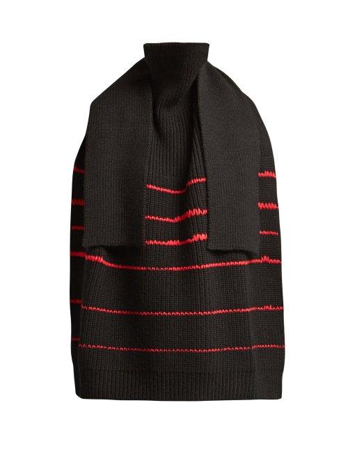Matchesfashion.com Raf Simons - Sweater Inspired Wool Scarf - Womens - Black Pink
