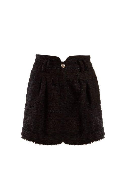 Matchesfashion.com Balmain - High Rise Tweed Shorts - Womens - Black