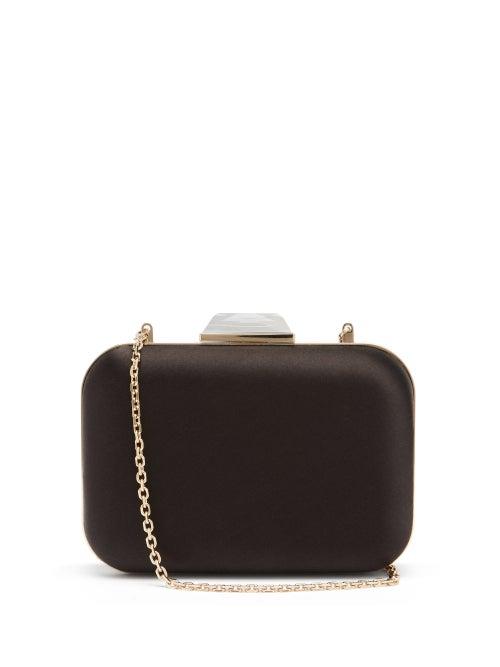 Matchesfashion.com Jimmy Choo - Cloud Xl Gem-clasp Minaudire Satin Clutch Bag - Womens - Black