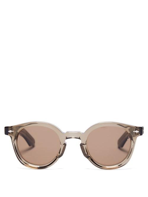 Matchesfashion.com Jacques Marie Mage - Felix Round Acetate Sunglasses - Mens - Beige