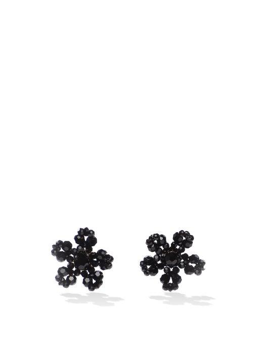 Simone Rocha - Beaded Flower Earrings - Womens - Black