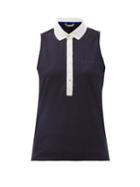 Matchesfashion.com Falke - Sleeveless Cotton-blend Piqu Polo Shirt - Womens - Dark Navy